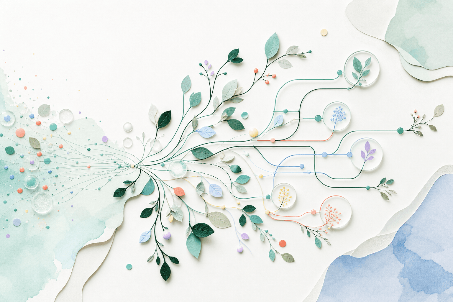Branching signal garden illustrating governed pathways